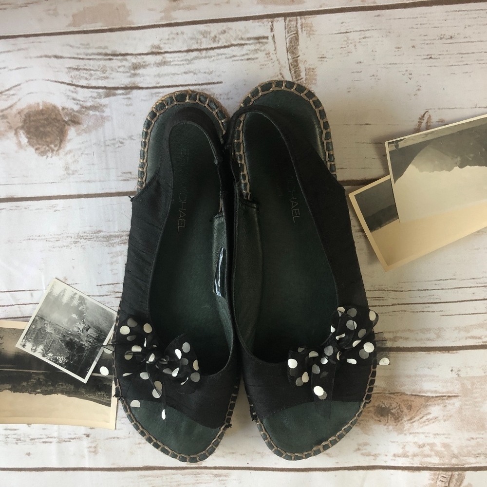 Eric Michael Silk Sandals Polka Dot Bow 38